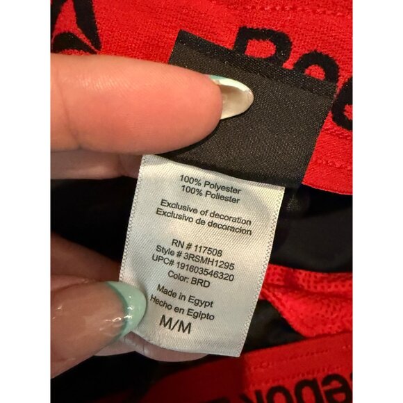 Reebok Mens Athletic Shorts Med Black & Red With Drawstring Waist - Picture 7 of 16